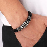 Heren Leren Armband - Zwart - Moon Dance Charms