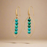 Handgemaakte turquoise steen dangle oorbellen voor geluk - Moon Dance Charms