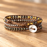 leather beaded Wrap Bracelet 44