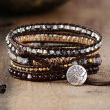 5-Stack-Wickelarmband aus Lederperlen