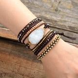 5-Stack-Wickelarmband aus Lederperlen