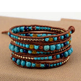 5 Wickelarmbänder aus Leder mit Perlen im Boho-Stil