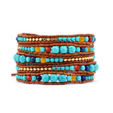5 Wickelarmbänder aus Leder mit Perlen im Boho-Stil
