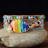 Bracelet enroulé de chakra 7 couleurs