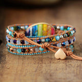 Bracelet enroulé de chakra 7 couleurs