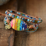 Bracelet enroulé de chakra 7 couleurs