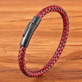 Gevlochten Leren Armband voor Heren rood - Moon Dance Charms