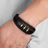 Leren Armband voor Heren zwart gevlochten - Moon Dance Charms