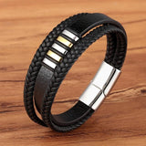 Leren Armband voor Heren zwart gevlochten - Moon Dance Charms
