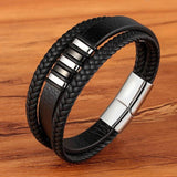 Leren Armband voor Heren zwart gevlochten - Moon Dance Charms