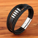 Leren Armband voor Heren zwart gevlochten - Moon Dance Charms