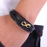 Heren Leren Armband zwart - Moon Dance Charms
