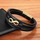Heren Leren Armband zwart - Moon Dance Charms