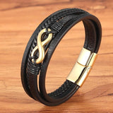 Krachtige heren meerlaagse leren wikkelarmband voor kracht - Moon Dance Charms