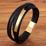 Heren Leren Armband zwart magnetische sluiting - Moon Dance Charms