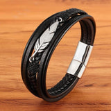 Heren Leren Wikkelarmband zwart - Moon Dance Charms