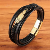 Heren Leren Wikkelarmband zwart - Moon Dance Charms