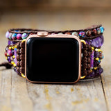 Amethist handgemaakte Boho kralenarmband voor Apple Watch - Moon Dance Charms