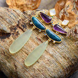 Amethysts and Jade Chandelier Earrings - Moon Dance Charms