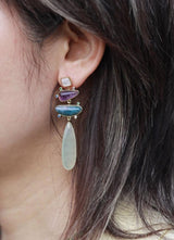 Amethysts and Jade Chandelier Earrings - Moon Dance Charms