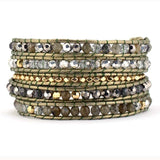 Perlenarmband aus Leder mit 5 Wickeln