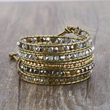 Perlenarmband aus Leder mit 5 Wickeln