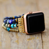 Lapis Beaded Apple Watch Band Stretch For Women
