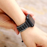 Black Beaded Apple Watch Band Lava Stone - Moon Dance Charms