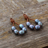 Boho Creolen aus Leder mit Perlen – Mondtanz-Charms