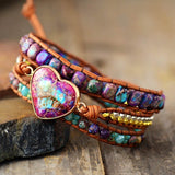 Bracelet en cuir Boho - Charmes de danse de la lune
