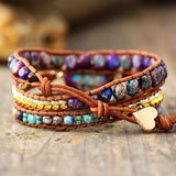 Bracelet en cuir Boho - Charmes de danse de la lune