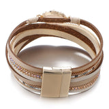 Strass Leren Gelaagde Armband - Moon Dance Charms