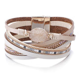 Strass leren gelaagde armband voor vrouwen - kristal boho sieraden - Moon Dance Charms