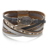 Strass Leren Gelaagde Armband - Moon Dance Charms