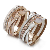 Strass Leren Gelaagde Armband - Moon Dance Charms