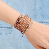 Jasper beaded leather wrap bracelet for grounding - Moon Dance Charms