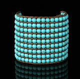Turquoise kralen leren manchetarmband voor geluk - Moon Dance Charms