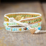 Wickelarmband aus Jade mit Gänseblümchen-Charm