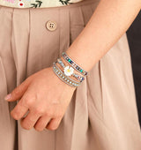 Wickelarmband aus Jade mit Gänseblümchen-Charm