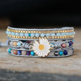 Wickelarmband mit Gänseblümchen-Charm und Perlen