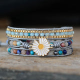 Wickelarmband mit Gänseblümchen-Charm und Perlen