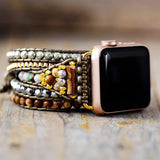 Erdiges böhmisches Lederarmband für die Apple Watch – Moon Dance Charms