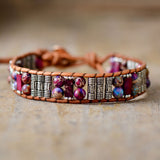 Bracelet manchette Empereur Bohème avec turquoise et jaspe - Moon Dance Charms
