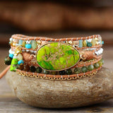 Bracelet enroulé en jaspe et jade