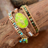 Bracelet enroulé en jaspe et jade