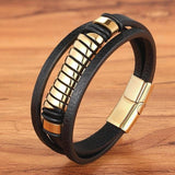 Forte meerlaagse leren armband voor heren voor kracht en stijl - Moon Dance Charms
