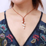 Süßwasserperlen-Leder-Halsband – Mondtanz-Charms