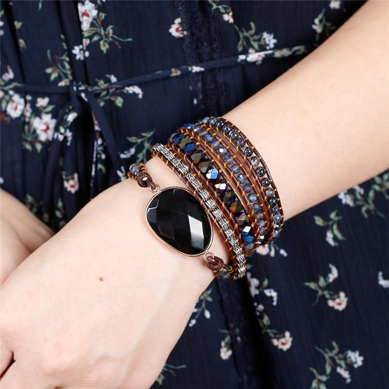 Goddess Black Onyx Wrap Bracelet Moon Dance Charms