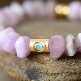 Hamsa Ward Kunzite Stone Bracelet Bliss - Moon Dance Charms