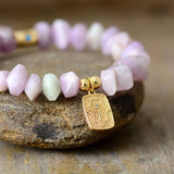 Hamsa Ward Kunzite Stone Bracelet Bliss - Moon Dance Charms
